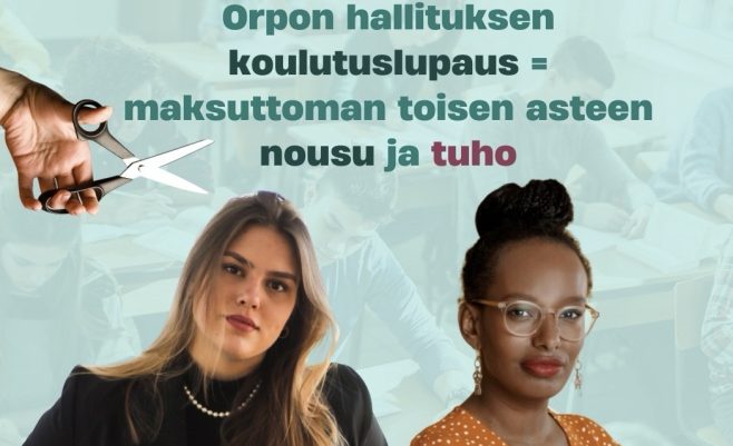 Orpon hallituksen koulutuslupaus = maksuttoman toisen asteen nousu ja tuho