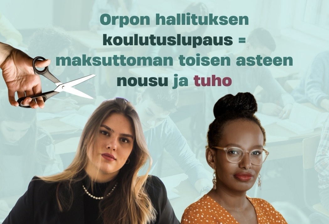 Orpon hallituksen koulutuslupaus = maksuttoman toisen asteen nousu ja tuho